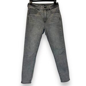 Express Womens Skinny Jeans Gray Pockets‎ Whiskered Charcoal Wash High Rise 2S